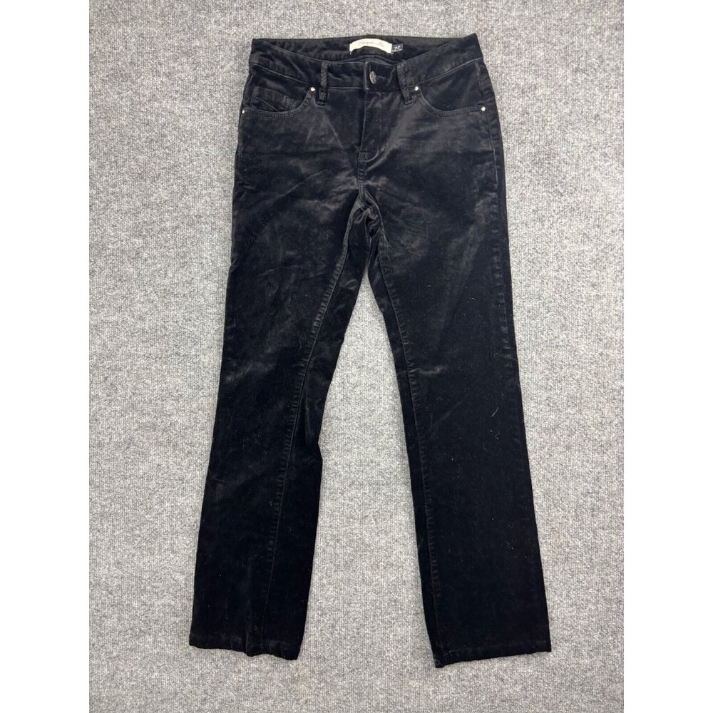 Christopher Blue Velvet Pants Women's 2 Black Straight Leg Stretch 5 Pocket